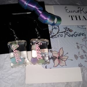 CUTE Pastel clear Candy Handmade Dangle Earrings NEW in package with tags NWT